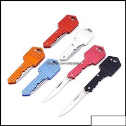 Coltello Utensili a mano Casa Giardino 6 colori Forma chiave Chiavi Mtifunzionali Mini Coltelli a lama pieghevole Coltello da frutta-Strumento Sciabola da esterno Swiss Drop Deli