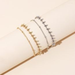 Anklets Boho Style Double Layer Chains With Alloy Beads For Women Foot Ankle Bracelet Jewellery Beach Accessories Gifts E015 Marc22