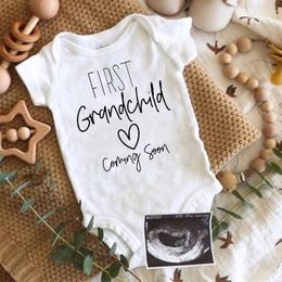 funny baby NZ - Rompers First Grandchild Coming Soon Announcement Born Baby Bodysuits Funny Boy Girl Short Sleeve Jumpsuit Gift For GrandparentsRompers
