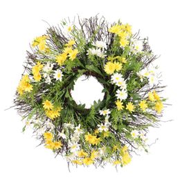 Decorative Flowers & Wreaths Valentines Day DIY Natural Rattan Daisy Wreath Holiday Furniture Decoration For Home Door Handmade Beauty Chrys