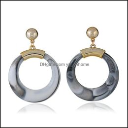 Dangle Chandelier Earrings Jewelry New Gold For Women Girl Retro Geometric Round Acrylic And Fashion Wholesale - 0813Wh Drop Delivery 2021