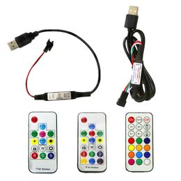 Controllers DC5V USB Pixel LED Strip Remote Controller Mini 3key RF 14key 17key 21key For WS2812B SK6812 Full Colour