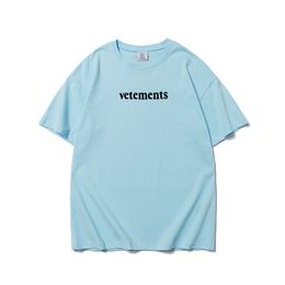 Streetwear Hip Hop Oversize vetements Short Sleeve Tee Big Tag Patch VTM Tshirts Embroidery Black White Red Vetements T Shirt 723