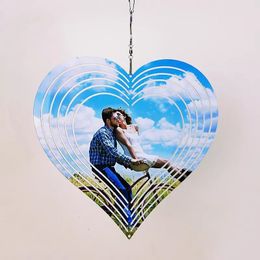 Sublimation Wind Spinner Arts and Crafts Sublimated Tree Heart Blank Metal Ornament Double Sides Sublimated Blanks DIY Christmas Home Decoration Wholesale A02