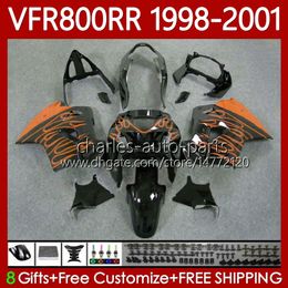 OEM Bodys For HONDA VFR Orange flames 800RR 800 CC RR Interceptor 1998-2001 128No.169 VFR-800 VFR800 RR VFR800RR 98 99 00 01 800CC VFR800R 1998 1999 2000 2001 Fairing Kit