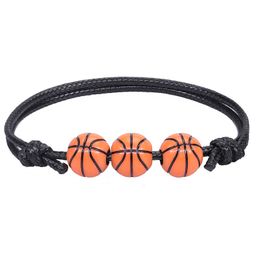Charm Football Rugby Basketball Bracelets Adjustable Drawstring Wrap Bracelet 6-9" for Family Women Teens Girl Boy Best Friend