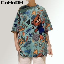 Graffiti Streetwear Hiphop Bear Short-sleeved T Shirts T-shirt For Men Unisex Oversize Korean Harajuku Style Bfshirt Summer Sk-512