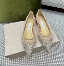 Luxury Comfort Gala Glitter Ballet Flats Sexy Point-toe Bow Women High Heels Luxury Ladies Loafers Sandals Flat Bridal Wedding Party