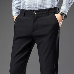 Men's Pants Mens Pant Light Fashion Stretch Spandex Straight Trouser Classic Dress Non-iron Black Blue 2022 Formal Husband Male