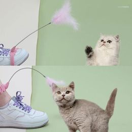 Cat Toys Funny Toy Feather Teaser Stick Elastic Collar Interesting Automatic Adjustable Belt Foot Interactive Cats