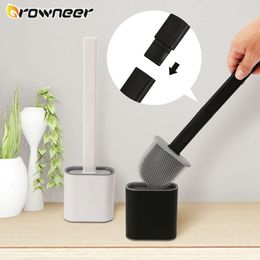 Soft TPR Silicone Head Toilet Brush with Holder Wall-mounted Detachable Handle Flat Cleaner Durable Bathroom Accessories 220511
