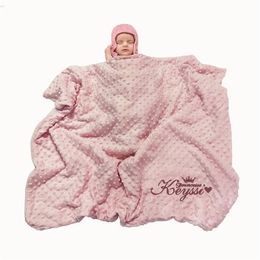 Name Personalised born Swaddling Baby Gift Bedding Set Berber Bubble Toddler Crib Bed Stroller Blanket 220527