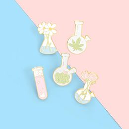 cartoon brooch Canada - Pins Brooches Flower Beaker Test Tube Lapel Badge Chemistry Pharmacist Cartoon Backpacks Enamel Pin Jewelry Gift For FriendsPins