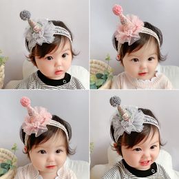 Hair Accessories HoneyCherry Children's Baby Birthday Hats Clips Glitter Star Yarn Headdresses CrownHair