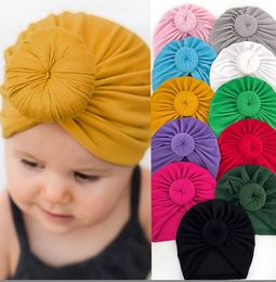 Kids Hair accessories Baby hairbands for Newborn Girl Boy Turban Cotton Beanie Hat Winter Knot Solid Soft Caps