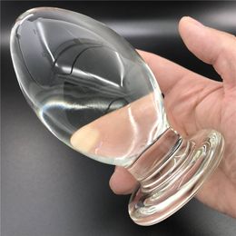 Huge Glass Anal Plug Oval Big Ball Prostate Massage Dilatador Expander Butt Large Crystal for Couples Beauty Items