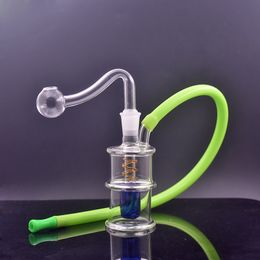 mini smoking water pipe 10mm female Glass Bong Hookahs portable Recycler ash catcher Oil Dab Rigs With male oil burner pipe Or Bowl color hose cheapest