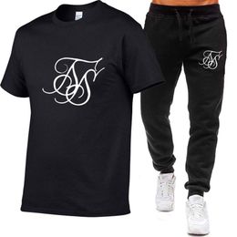 Summer SikSilk Brand Fashion Leisure Men's Set Tracksuit Sportswear Track Suits Male Sweatsuit Short Sleeves T Shirt 2 Piece Set 220609