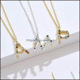 Pendant Necklaces Pendants Jewelry Lekani 100% 925 Sterling Sier Necklace Gold-Color Letter 26 Alphabet For Women Opal 2021 Accessories 48