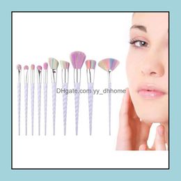 Brushes Hand Tools Home Garden Ll Lady Eye Makeup Set 10 Pieces For Eyeshadow Eyeliner Eyebrow Lip Brues Make Up Brush Dhkua