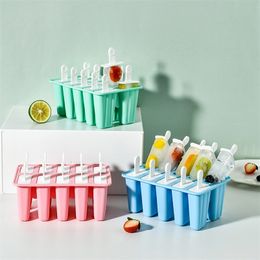 Food Safe Silicone Ice Cream Moulds 6 Cell Frozen Cube Popsicle Maker DIY Homemade Freezer Lolly Mould With Free Sticks 220509