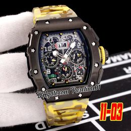 2022 A21j Automatic Mens Watch PVD Steel Big Date Skeleton Dial Yellow Black Grey Camouflage Rubber Strap Super Edition 5 Styles Puretime01 E140-11-03B2