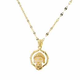 Pendant Necklaces Stainless Steel Fashion Fine High-end Jewelry Buddha Statue Drape Collier Choker Pendants For WomenPendant