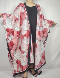 Ethnic Clothing Casual 2022 Open Front Printed Boho Silk Long Cardigan For Women Kuwait Muslim Abaya Vacation Kimonos SwimwearEthnic