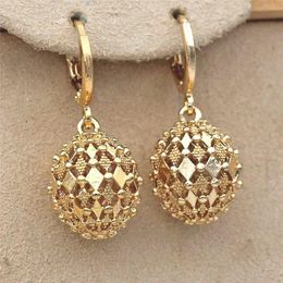 Dangle & Chandelier Fashion Gold Filled Earrings Rhombus Hollow Sphere For Women Rock Punk Jewelry Party Club