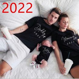 Funny Daddy Mommy Baby Family Look Black Cotton Family Tshirt Mother Father Baby Matching Family Outfits 220531