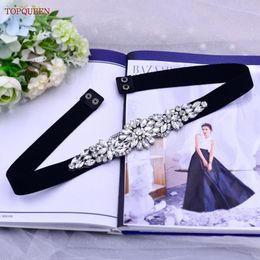 Belts S407 Elastic Belt Silver Rhinestone Sash Decoration Black Elasticity Waistband Luxury Women Bridal Wedding Dress GirdleBelts