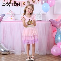 DXTON Summer Princess Dresses Tutu For Girls Wedding Kids Birthday Party Costumes Children Clothes 3-8Y 220426
