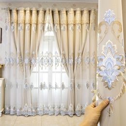 Curtain & Drapes Curtains For Bedroom Living Dining Room European Tulle Double Layer High Shading Embroidered Balcony Windows Door LuxuryCur
