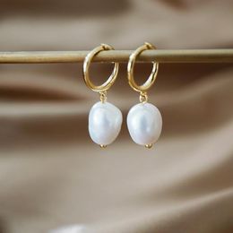 Dangle & Chandelier Classic Sterling Silver Natural Baroque Pearl & Drop Earrings Freshwater Irregular Pearls Wedding Bridesmaid Hoop Ea