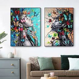 Modern Graffiti Painting Sexy Girl Canvas Painting Poster Print Wall Art Picture For Living Room Home Decor Frameless