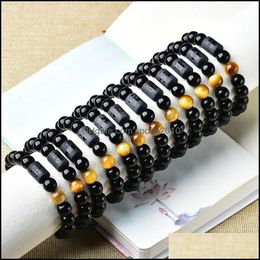 Arts And Crafts 8Mm Tiger Eye Stone Beads 12 Constellation Couple Black Strands Bracelet Men Bracelets For Women Pseras M Sports2010 Dhuwt