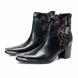 Trendy Height Increase Boots Men High Heels Pointed Toe Zip Genuine Leather Boots Mens Career Work Show Boots Size