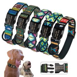 Personalised Dog Collar Nylon Custom Pet Dog Tag Collars Printed Plaid Puppy Nameplate ID Collars For Medium Large Dogs Engraved 220610