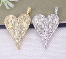 Pendant Necklaces 5pcs Metal Copper Micro Pave Whtie CZ Heart Beads For Jewellery MakingPendant
