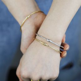 New Styles Tiny Band Snake Bangle Bracelet with Cz Paved Gold Silver Wedding Bracelets Jewelry for Women Men Jewelry