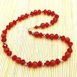 Chains Red Carnelian Stone Bead Choker Necklace With Crystal Glass 8 Mm For Her Gift Party NecklaceChains