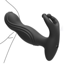 Strong Vibrating Prostate Massage Anal Plug with Penis Scrotum Bondage Cock Pliers Butt Vibrator Adult sexy Toy for Men