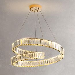 Pendant Lamps Modern Luxury Living Room Crystal LED Chandelier Bedroom Study Gold Kitchen Island Round Hanging Lighting FixturesPendant