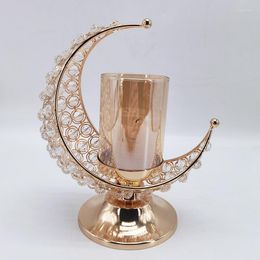 Candle Holders Eid Al-Fitr Creative Moon Model Gold Candlestick Living Room Table Ornaments Nordic Style Home Decorations Scene Layout