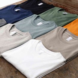 Amekaji Vintage Heavy Long Sleeve T Shirt Men Multicolor Loose Cotton Tshirt Spring Autumn Basic Casual Pullover Botoming Shirt T220808