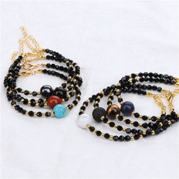 Natural Stone Handmade Beaded Gold Plated Charm Bracelets For Women Girl Party Club Decor Fashion Jewellery