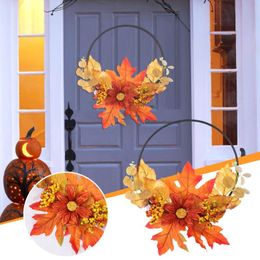 Decorative Flowers & Wreaths Decoration Pumpkin Autumn Artificial Berry Wreath Thanksgiving Door With Holiday Decorated WreathDecorative