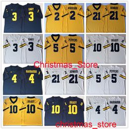 NCAA College Football Wear Jim Harbaugh Tom Brady Rashan Gary 21 HOWARD Jabrill Peppers Charles Woodson Michigan Wolverines stitched men