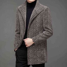 Men's Wool & Blends Autumn / Winter Plus Cotton Thick Woollen Jacket Casual Youth Mid-length Coat Long Sleeve Pattern M-3XL T220810