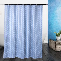 Shower Curtains Blue Plaid PEVA Waterproof Mildew Bathroom Modern Style Bathtub Partition Bath Screens With HooksShower